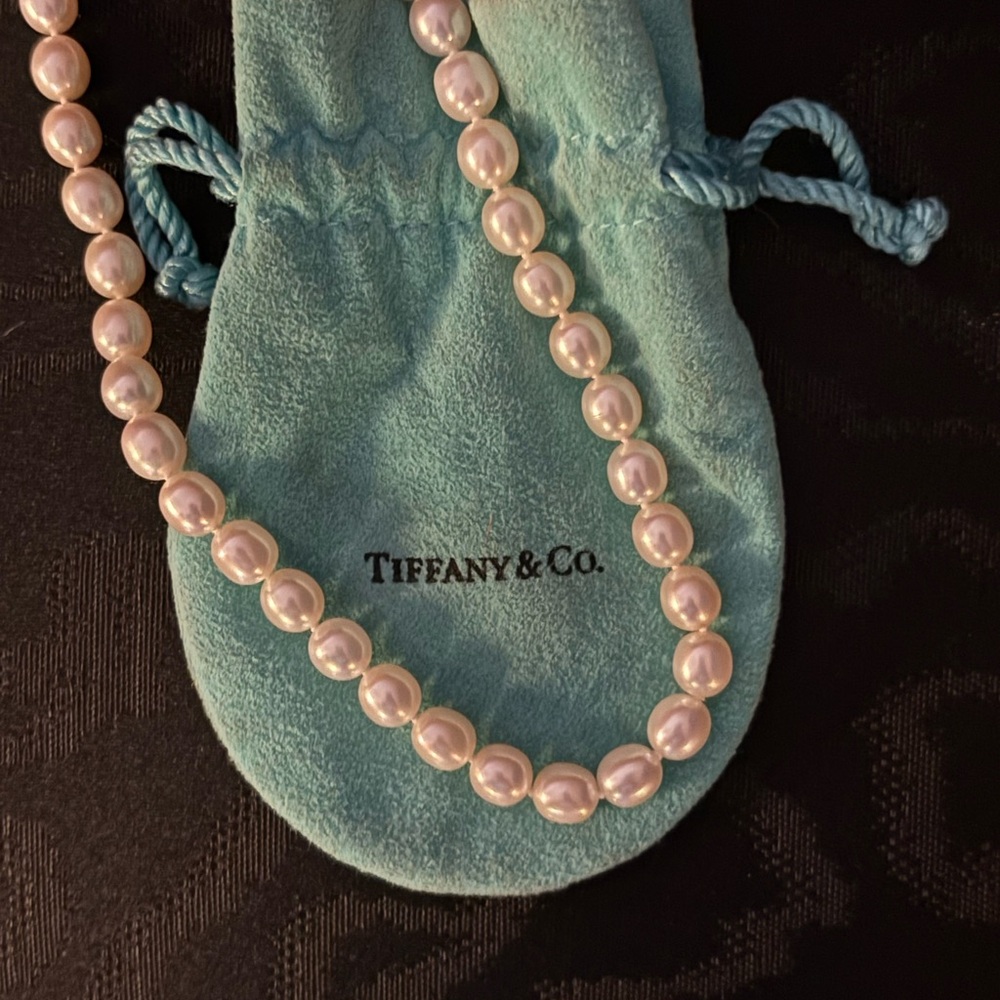 AUTHEN Tiffany & Co. Freshwater Pearl Chain 16”Necklace 925 Twist Silver Clasp